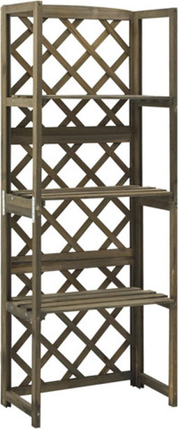vidaXL - Latwerk - met - schappen - 55x30x140 - cm - massief - vurenhout - grijs