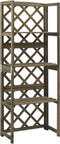 vidaXL - Latwerk - met - schappen - 55x30x140 - cm - massief - vurenhout - grijs