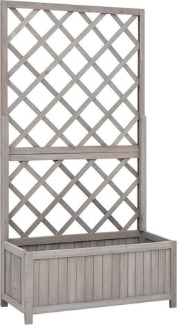 vidaXL - Latwerkplantenbak - 70x30x135 - cm - massief - vurenhout - grijs
