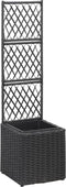 vidaXL - Latwerkplantenbak - verhoogd - met - 1 - pot - 30x30x107 - cm - rattan - grijs