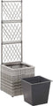 vidaXL - Latwerkplantenbak - verhoogd - met - 1 - pot - 30x30x107 - cm - rattan - grijs