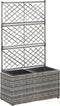 vidaXL - Latwerkplantenbak - verhoogd - met - potten - 58x30x107 - cm - rattan - grijs