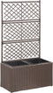 vidaXL - Latwerkplantenbak - verhoogd - met - potten - 58x30x107 - cm - rattan - bruin