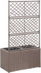 vidaXL - Latwerkplantenbak - verhoogd - met - potten - 58x30x107 - cm - rattan - grijs
