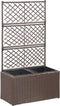 vidaXL - Latwerkplantenbak - verhoogd - met - potten - 58x30x107 - cm - rattan - grijs