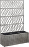 vidaXL - Latwerkplantenbak - verhoogd - met - potten - 58x30x107 - cm - rattan - grijs