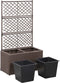 vidaXL - Latwerkplantenbak - verhoogd - met - potten - 58x30x107 - cm - rattan - bruin