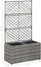 vidaXL - Latwerkplantenbak - verhoogd - met - potten - 58x30x107 - cm - rattan - grijs
