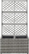 vidaXL - Latwerkplantenbak - verhoogd - met - potten - 58x30x107 - cm - rattan - grijs