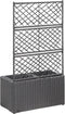 vidaXL - Latwerkplantenbak - verhoogd - met - potten - 58x30x107 - cm - rattan - zwart