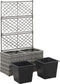 vidaXL - Latwerkplantenbak - verhoogd - met - potten - 58x30x107 - cm - rattan - grijs