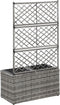 vidaXL - Latwerkplantenbak - verhoogd - met - potten - 58x30x107 - cm - rattan - grijs
