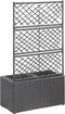 vidaXL - Latwerkplantenbak - verhoogd - met - potten - 58x30x107 - cm - rattan - bruin