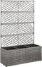 vidaXL - Latwerkplantenbak - verhoogd - met - potten - 83x30x130 - cm - rattan - grijs