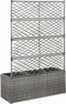 vidaXL - Latwerkplantenbak - verhoogd - met - potten - 83x30x130 - cm - rattan - grijs
