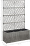 vidaXL - Latwerkplantenbak - verhoogd - met - potten - 83x30x130 - cm - rattan - grijs