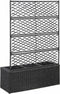vidaXL - Latwerkplantenbak - verhoogd - met - potten - 83x30x130 - cm - rattan - zwart