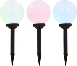 vidaXL LED-solarlampen rond 20 cm RGB 3 st