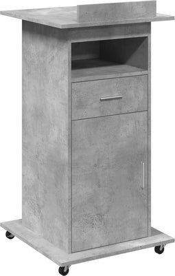 vidaXL - Lessenaar - met - wielen - en - lade - 55x55x107 - cm - hout - betongrijs