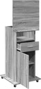 vidaXL - Lessenaar - met - wielen - en - lade - 55x55x107 - cm - hout - grijs - sonoma