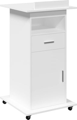 vidaXL - Lessenaar - met - wielen - en - lade - 55x55x107 - cm - bewerkt - hout - wit