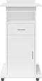 vidaXL - Lessenaar - met - wielen - en - lade - 55x55x107 - cm - bewerkt - hout - wit