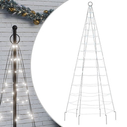 vidaXL - Lichtkegel - aan - vlaggenmast - 200 - koudwitte - LED's - 180 - cm