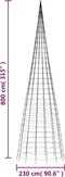 vidaXL - Lichtkegel - aan - vlaggenmast - 3000 - koudwitte - LED's - 800 - cm