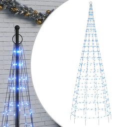 vidaXL - Lichtkegel - aan - vlaggenmast - 550 - blauwe - LED's - 300 - cm