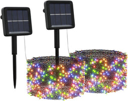 vidaXL - Lichtsnoeren - 2 - st - 2x200 - LED's - solar - binnen/buiten - meerkleurig