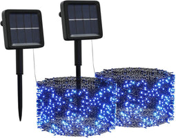 vidaXL - Lichtsnoeren - 2 - st - met - 2x200 - LED's - solar - binnen/buiten - blauw