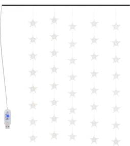vidaXL - Lichtsnoergordijn - sterren - met - 200 - LED's - en - 8 - functies - koudwit