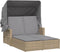 vidaXL - Ligbed - 2-persoons - luifel - en - kussens - poly - rattan - gemengd - beige