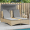 vidaXL - Ligbed - 2-persoons - luifel - en - kussens - poly - rattan - gemengd - beige