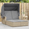 vidaXL - Ligbed - 2-persoons - luifel - en - kussens - poly - rattan - gemengd - beige