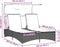 vidaXL - Ligbed - 2-persoons - luifel - en - kussens - poly - rattan - gemengd - beige
