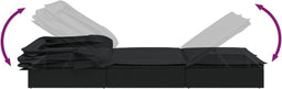 vidaXL - Ligbed - 2-persoons - met - dak - 213x118x97 - cm - poly - rattan - zwart