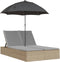 vidaXL - Ligbed - 2-persoons - met - kussens - en - parasol - poly - rattan - beige