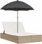 vidaXL - Ligbed - 2-persoons - met - kussens - en - parasol - poly - rattan - beige