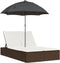 vidaXL - Ligbed - 2-persoons - met - kussens - en - parasol - poly - rattan - bruin