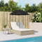 vidaXL - Ligbed - 2-persoons - met - kussens - en - parasol - poly - rattan - beige
