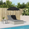vidaXL - Ligbed - 2-persoons - met - kussens - en - parasol - poly - rattan - lichtgrijs