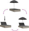 vidaXL - Ligbed - 2-persoons - met - kussens - en - parasol - poly - rattan - lichtgrijs