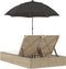 vidaXL - Ligbed - 2-persoons - met - kussens - en - parasol - poly - rattan - beige