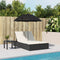 vidaXL - Ligbed - 2-persoons - met - kussens - en - parasol - poly - rattan - zwart
