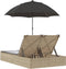 vidaXL - Ligbed - 2-persoons - met - kussens - en - parasol - poly - rattan - beige
