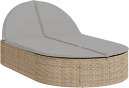 vidaXL - Ligbed - 2-persoons - met - kussens - poly - rattan - beige