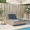 vidaXL - Ligbed - 2-persoons - met - kussens - poly - rattan - beige