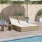 vidaXL - Ligbed - 2-persoons - met - kussens - poly - rattan - beige