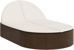 vidaXL - Ligbed - 2-persoons - met - kussens - poly - rattan - bruin